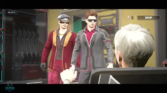 Gangstar Mirage City crew briefing a vault job with cop response